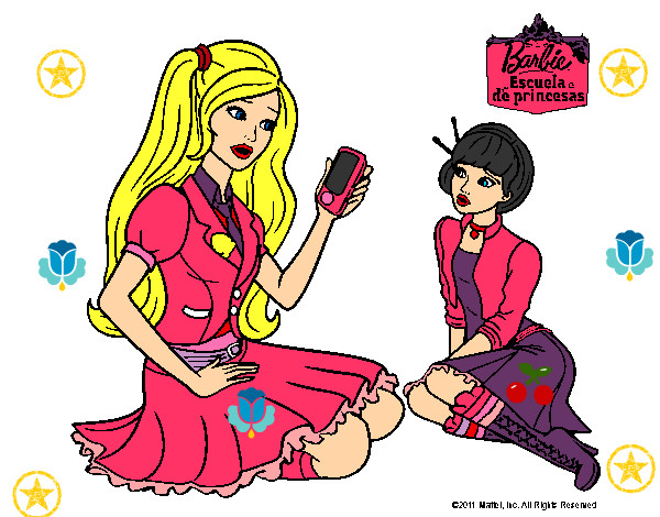 Dibujo Barbie con el teléfono móvil pintado por kathri