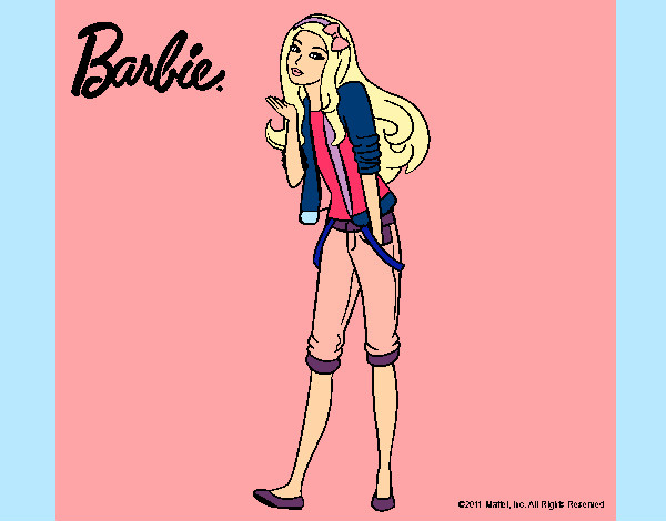 Dibujo Barbie con look casual pintado por Camitini