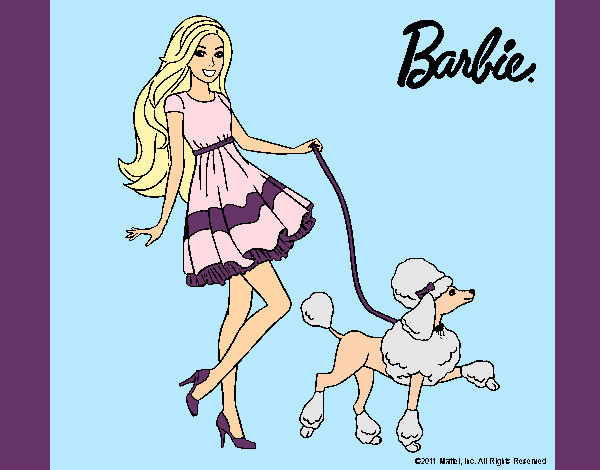 Dibujo Barbie paseando a su mascota pintado por Camitini