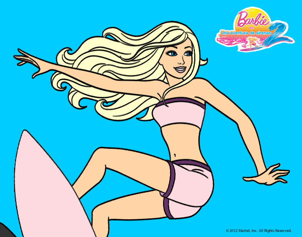 Dibujo Barbie surfeando pintado por Camitini