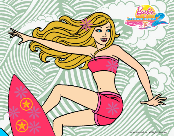 Dibujo Barbie surfeando pintado por Evelyn1