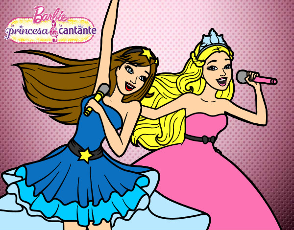 Dibujo Barbie y la princesa cantando pintado por LuciTini