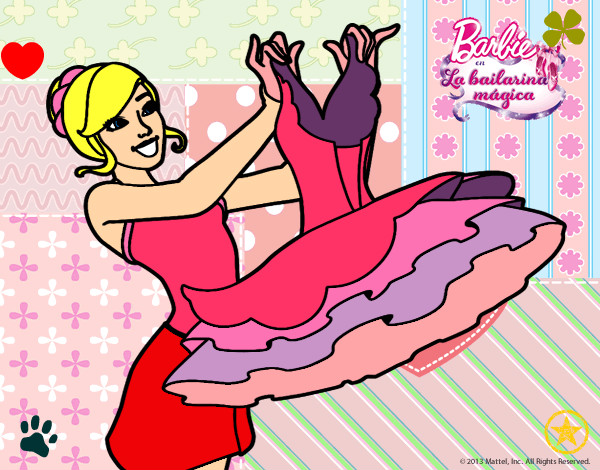 Dibujo Barbie y su vestido de ballet pintado por kathri