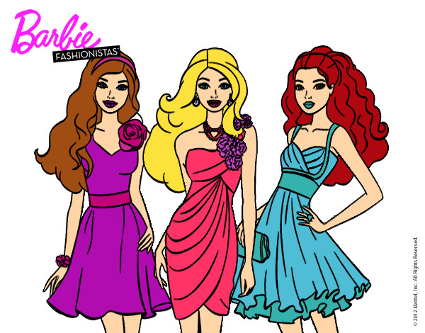 Dibujo Barbie y sus amigas vestidas de fiesta pintado por iris2006