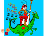 Dibujo Caballero San Jorge y el dragon pintado por elihu