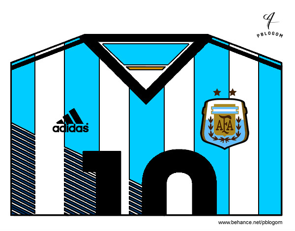 Dibujo Camiseta del mundial de fútbol 2014 de Argentina pintado por vale1690