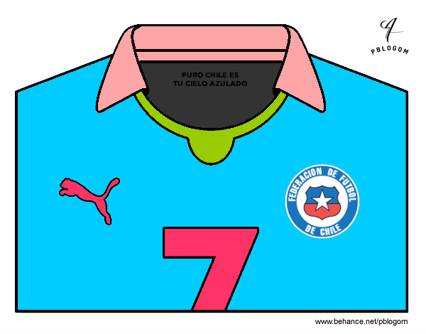 Dibujo Camiseta del mundial de fútbol 2014 de Chile pintado por reinita789