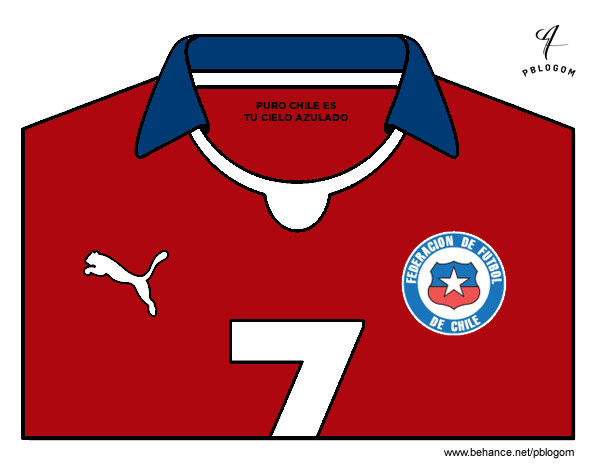 Dibujo Camiseta del mundial de fútbol 2014 de Chile pintado por vale1690