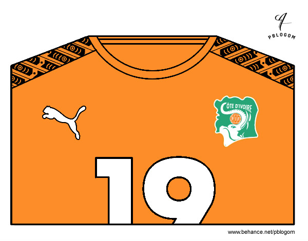 Dibujo Camiseta del mundial de fútbol 2014 de Costa de Marfil pintado por vale1690