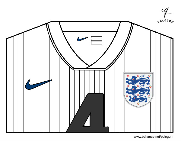 Dibujo Camiseta del mundial de fútbol 2014 de Inglaterra pintado por vale1690