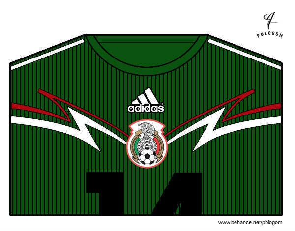Dibujo Camiseta del mundial de fútbol 2014 de México pintado por vale1690
