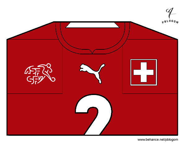 Dibujo Camiseta del mundial de fútbol 2014 de Suiza pintado por vale1690