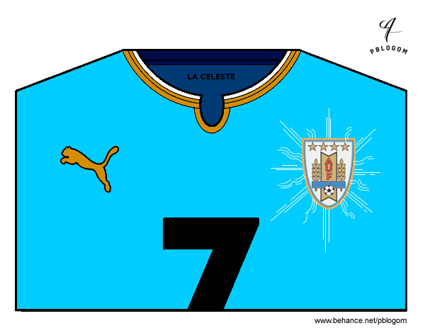 Dibujo Camiseta del mundial de fútbol 2014 de Uruguay pintado por vale1690