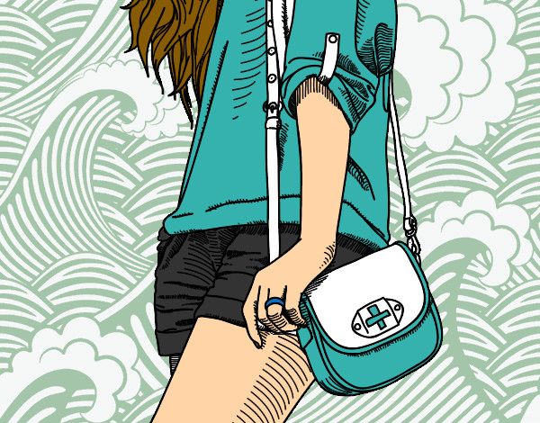 Dibujo Chica con bolso pintado por prettylove