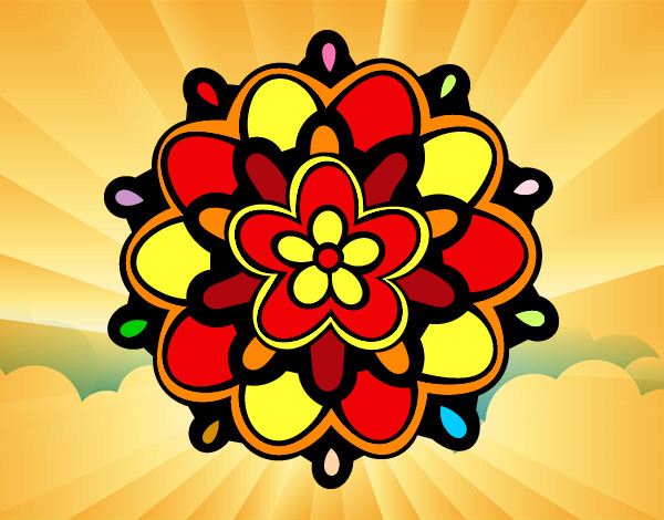 Dibujo Mándala con una flor pintado por hildamarga