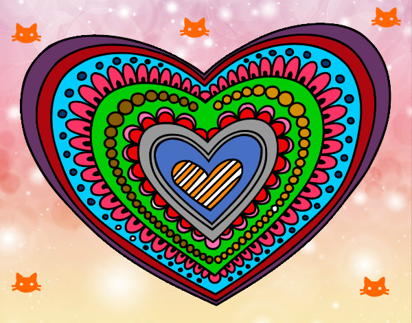 Dibujo Mandala corazón pintado por sherazades