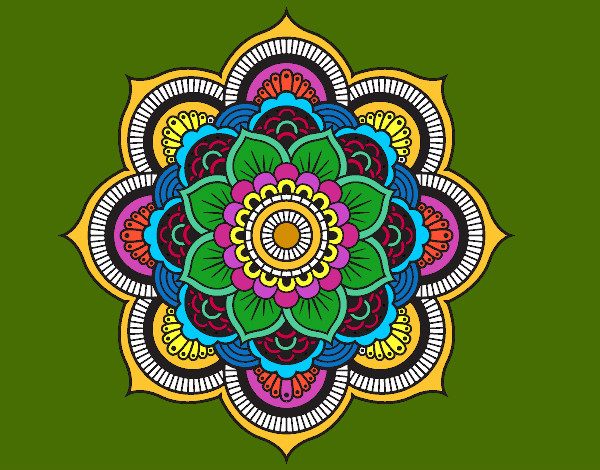 Dibujo Mandala flor oriental pintado por blanca