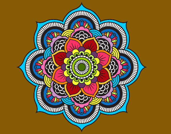 Dibujo Mandala flor oriental pintado por blanca