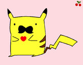 Dibujo Pikachu con bigote pintado por noemiVega