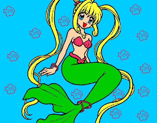 Dibujo Sirena con perlas pintado por rosa0822