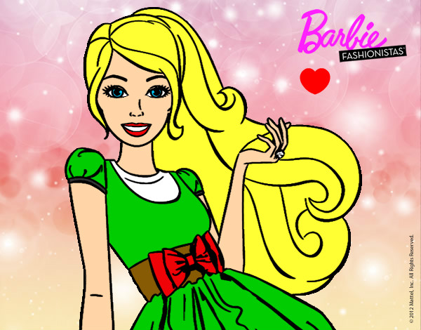 Dibujo Barbie con su vestido con lazo pintado por carla381