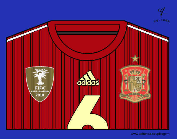 Dibujo Camiseta del mundial de fútbol 2014 de España pintado por antuana