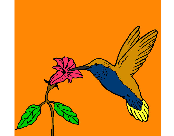 Dibujo Colibrí y una flor pintado por artesaniav