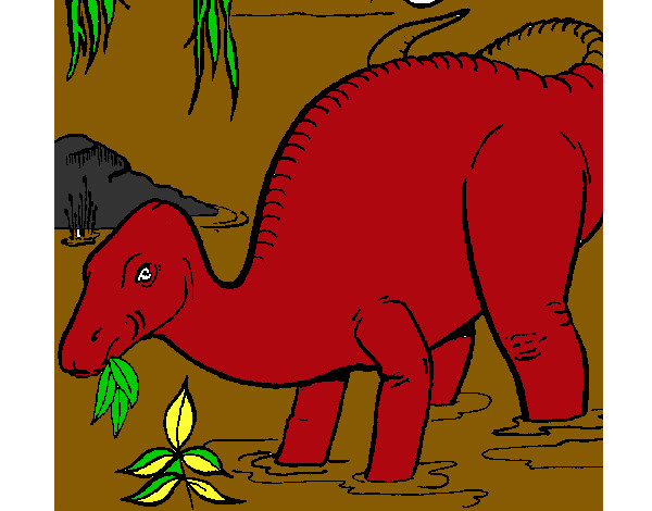 Dibujo Dinosaurio comiendo pintado por saur