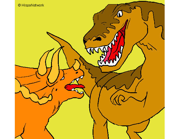 Dibujo Lucha de dinosaurios pintado por yamnielys