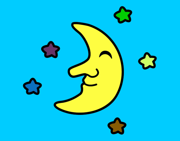 Dibujo Luna con estrellas pintado por daniyo