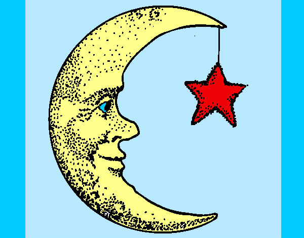 Dibujo Luna y estrella pintado por daniyo