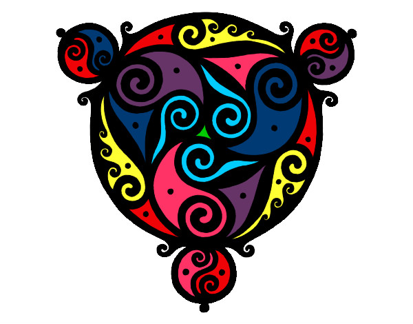 Dibujo Mandala con tres puntas pintado por Vicpec