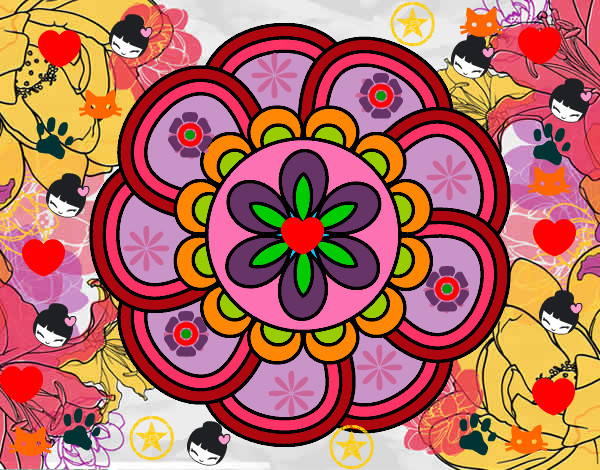 Dibujo Mandala de pétalos pintado por salla
