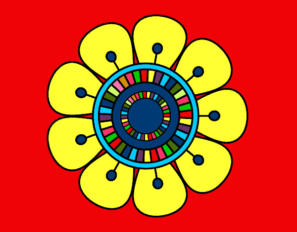 Dibujo Mandala en forma de flor pintado por Vicpec
