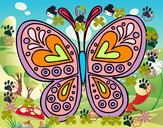 Dibujo Mandala mariposa pintado por juanitafb
