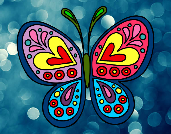 Dibujo Mandala mariposa pintado por Vicpec