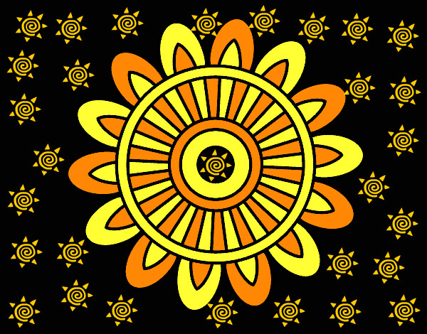 Dibujo Mandala solar pintado por agus16san5