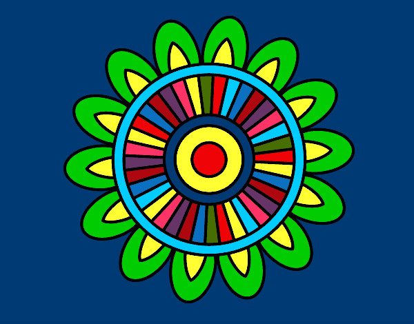 Dibujo Mandala solar pintado por Vicpec