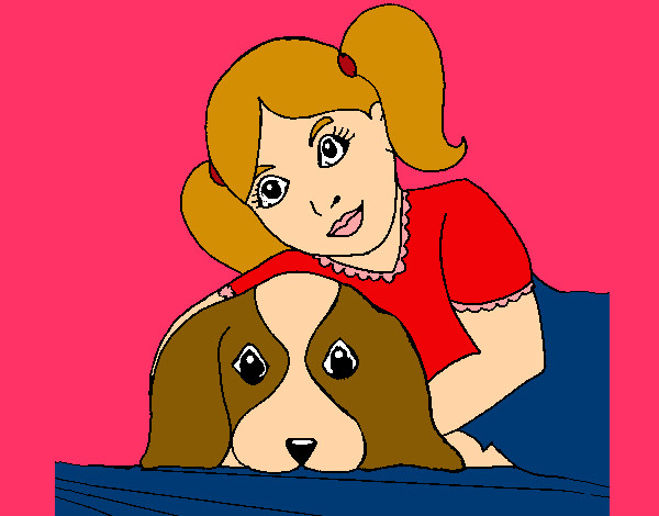 Dibujo Niña abrazando a su perro pintado por Sofia09