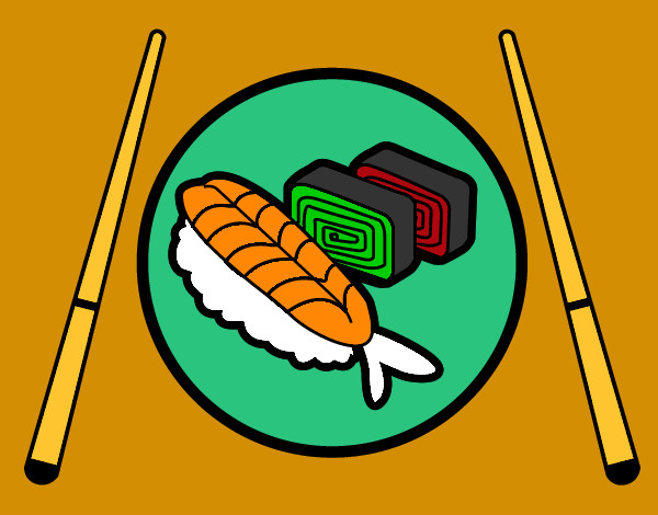 Dibujo Plato de Sushi pintado por gcm2