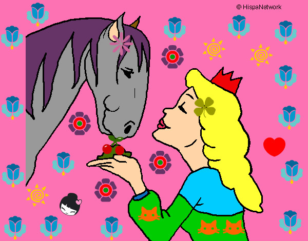 Dibujo Princesa y caballo pintado por angy2010