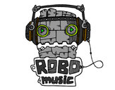 Dibujo Robot music pintado por spaida