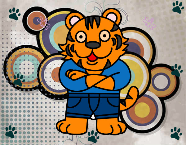 Dibujo Tigre vestido pintado por tigra 