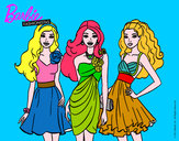 Dibujo Barbie y sus amigas vestidas de fiesta pintado por marcela_me