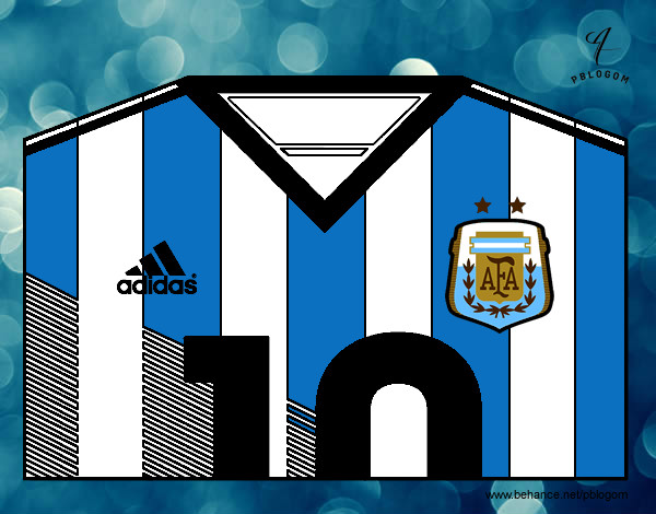 Dibujo Camiseta del mundial de fútbol 2014 de Argentina pintado por batudino