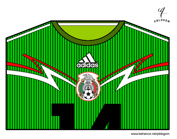 Dibujo Camiseta del mundial de fútbol 2014 de México pintado por divan