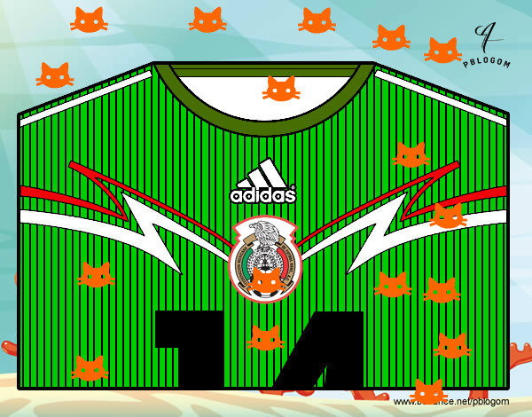 Dibujo Camiseta del mundial de fútbol 2014 de México pintado por eryu