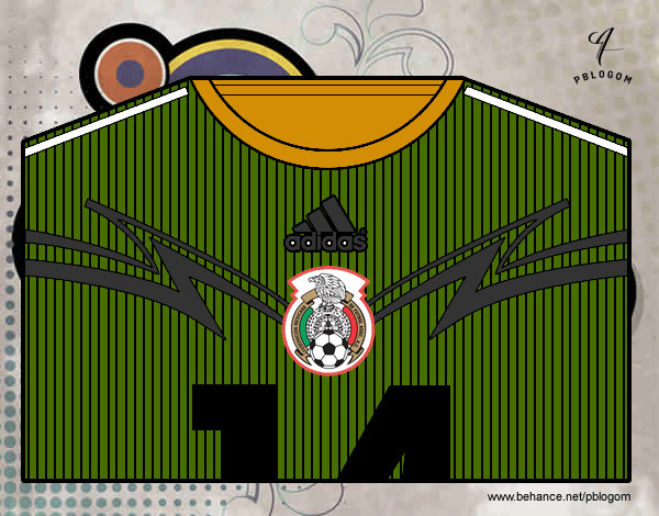 Dibujo Camiseta del mundial de fútbol 2014 de México pintado por Santi18