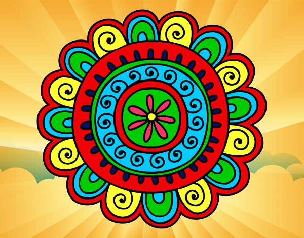Dibujo Mandala alegre pintado por lizu