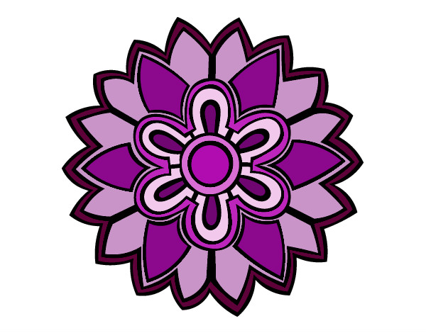 Dibujo Mándala con forma de flor weiss pintado por lizu